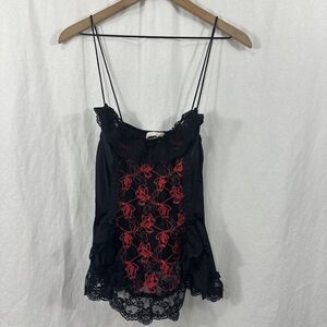 Inner Most Vtg Dark Romantic Black Red Lace Sheer Lingerie Cami Tank Womens Sz M